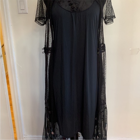 💨 No longer available💨 💜 NWOT Floral Embroidered Sheer Maxi Overdress Duster - Picture 10 of 14